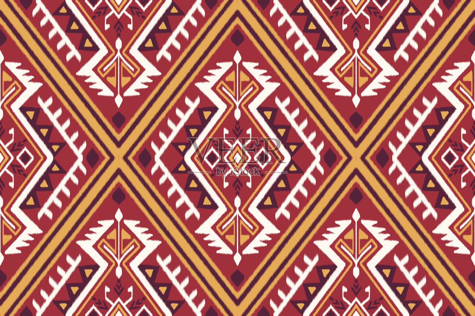 阿兹特克部落几何伊卡特图案插画图片素材