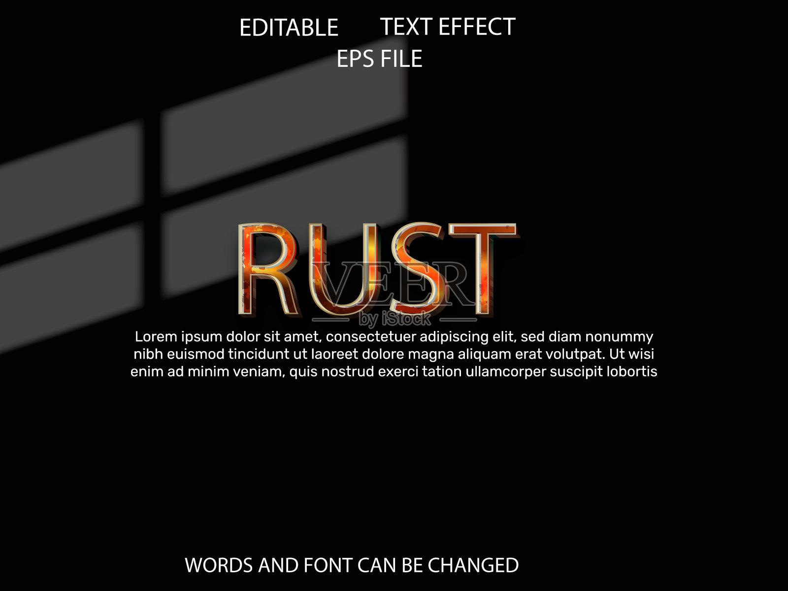 Rust文本效果字体可编辑排版3d文本插画图片素材