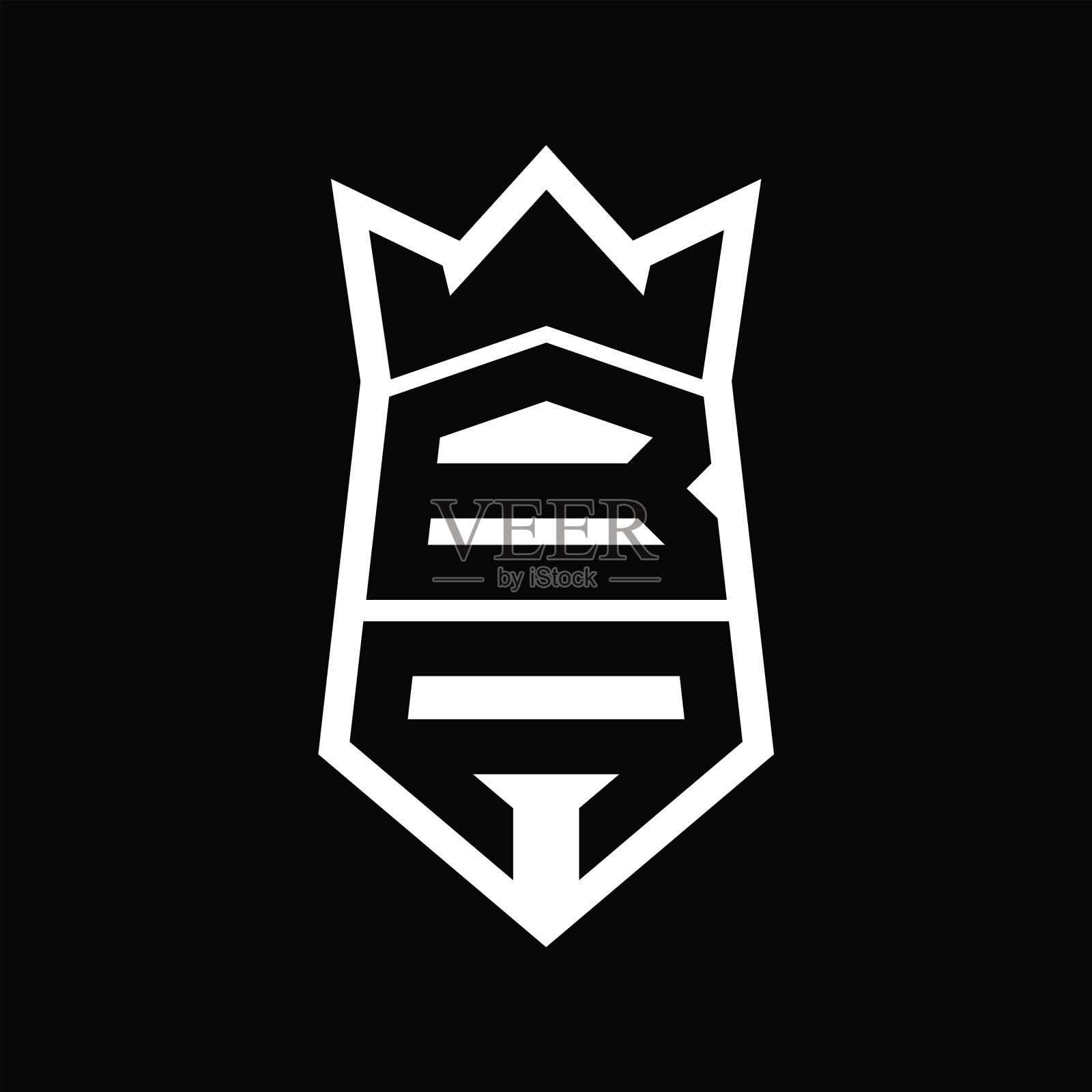 巴字母标志字母组合六角形盾形起来插画图片素材