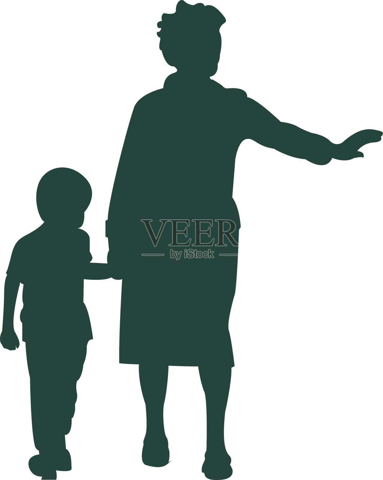 奶奶孙子走路阻止交通设计元素图片