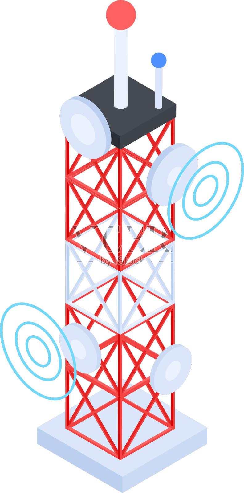无线电塔等距风格图标设计元素图片