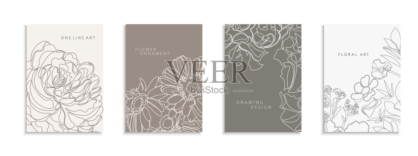 一套精致的花卉封面模板标牌插画图片素材