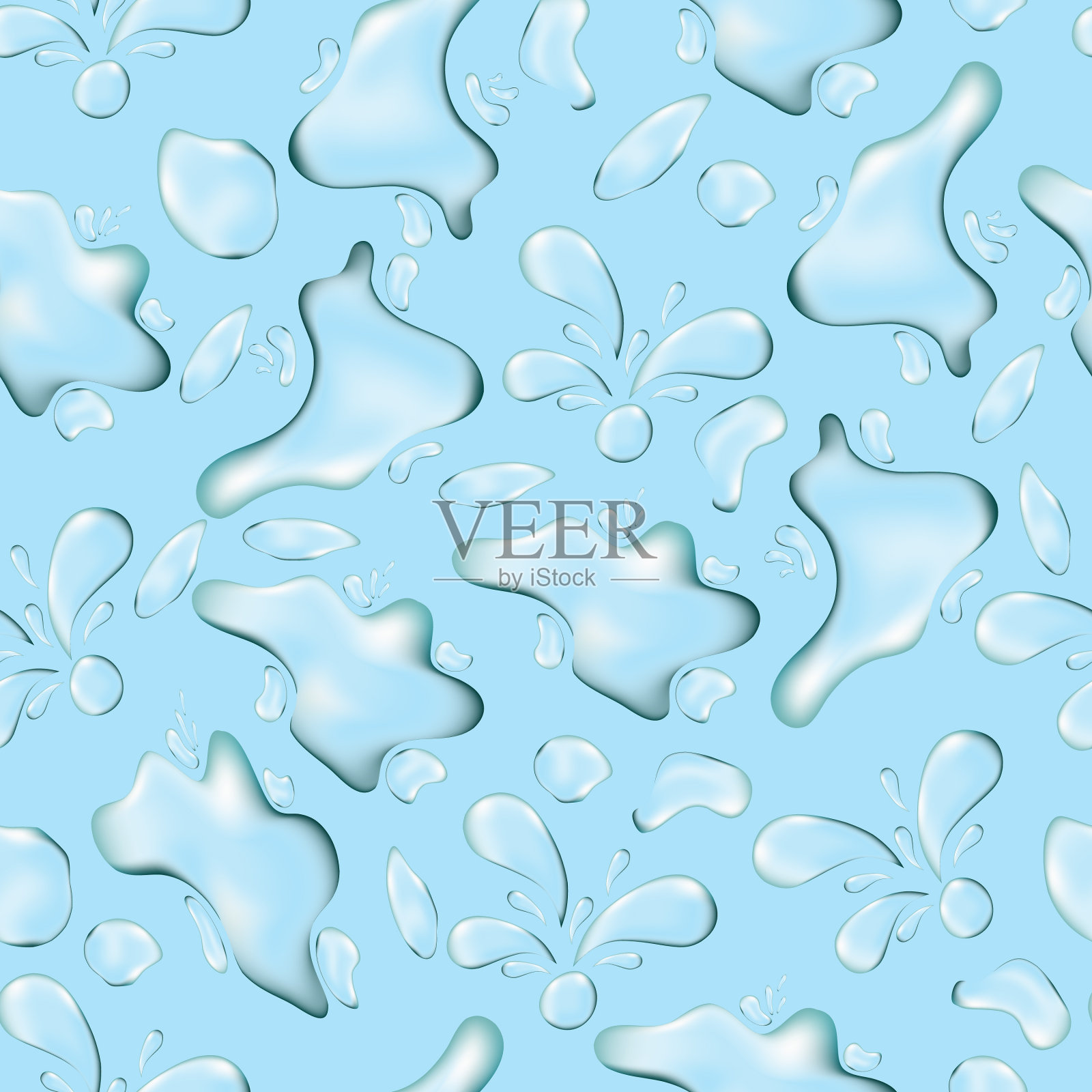 无缝图案的水滴在一个浅蓝色插画图片素材