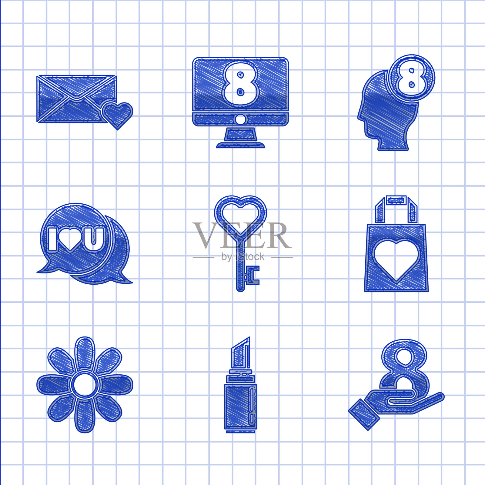 心型口红8月8日在手插画图片素材