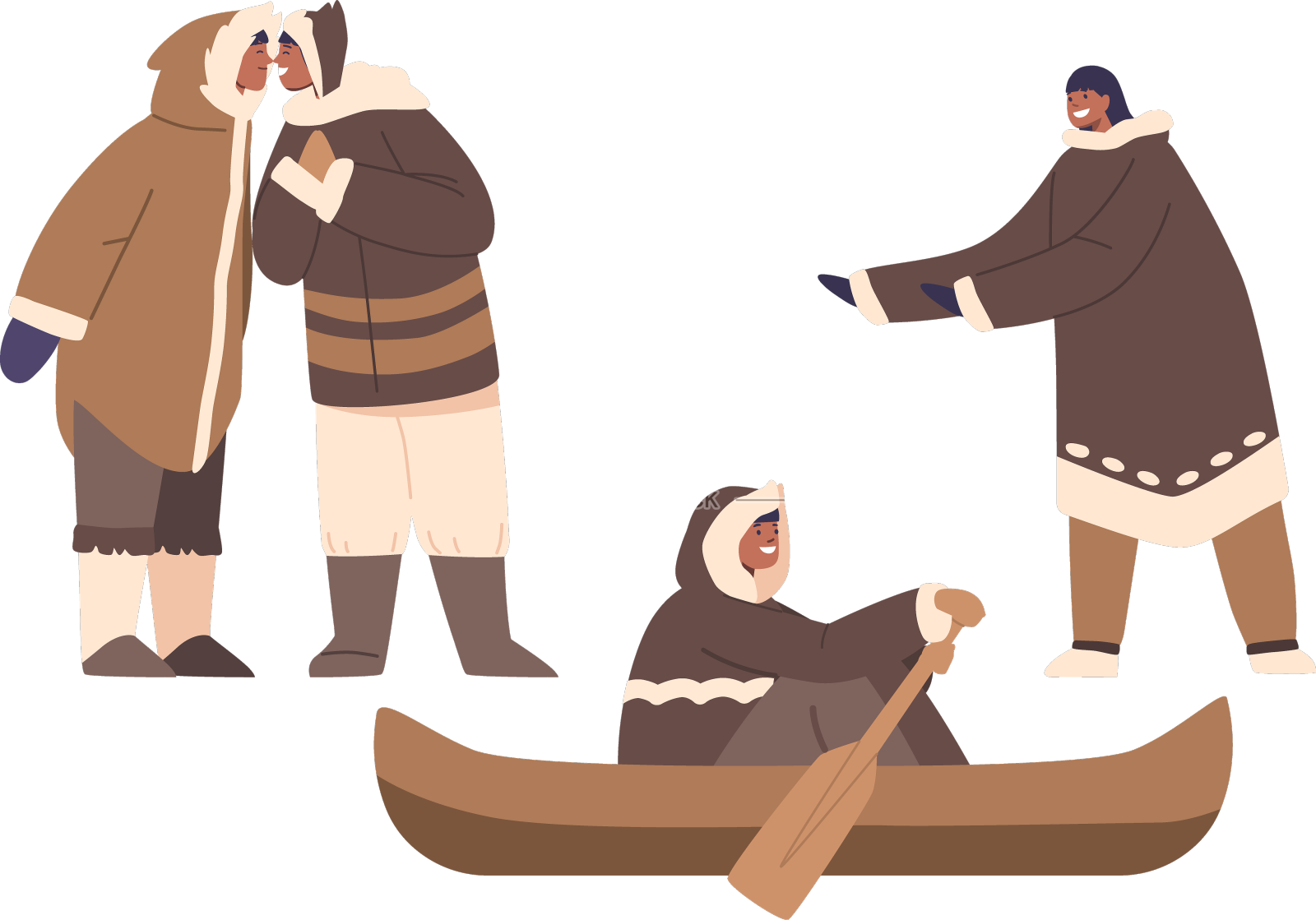 孤立的爱斯基摩人骑着船问候设计元素图片