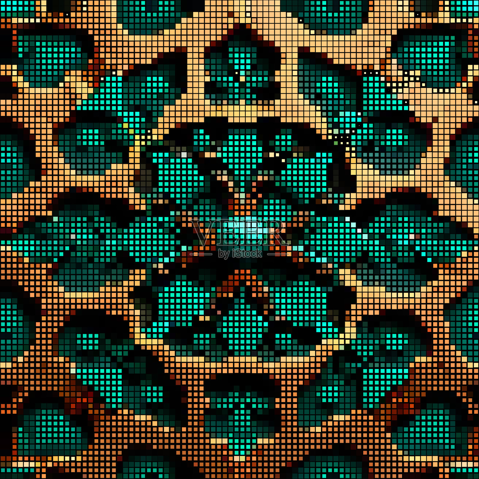 三维半色调方形装饰马赛克图案插画图片素材