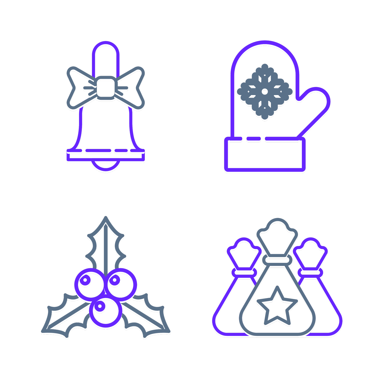 设行圣诞老人袋礼品枝或豆荚设计元素图片