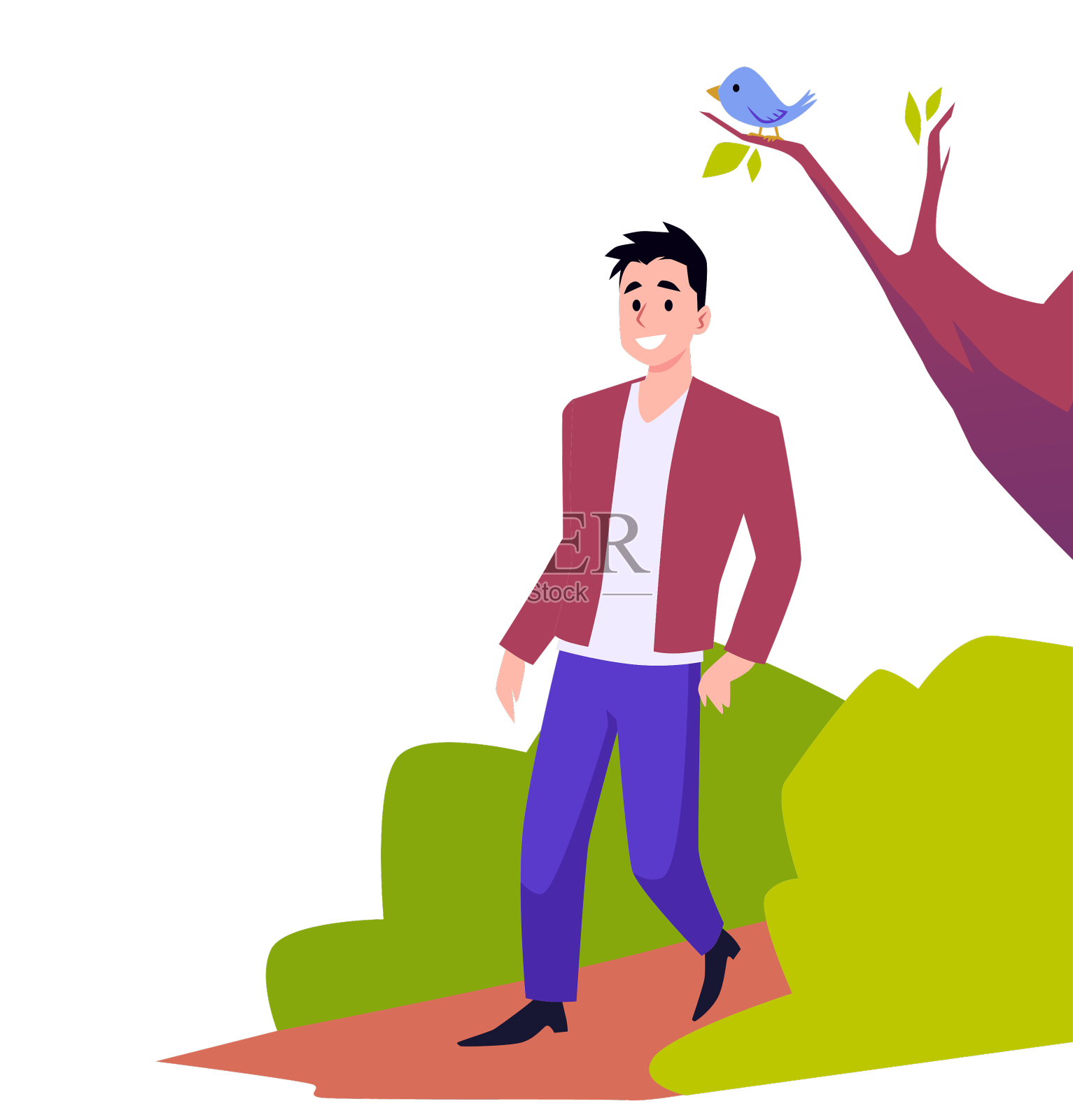 在公园里散步的人可以休息一下设计元素图片