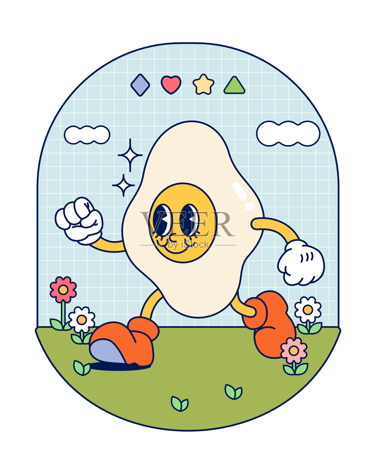 有趣的复古复古时尚风格阳光设计元素图片