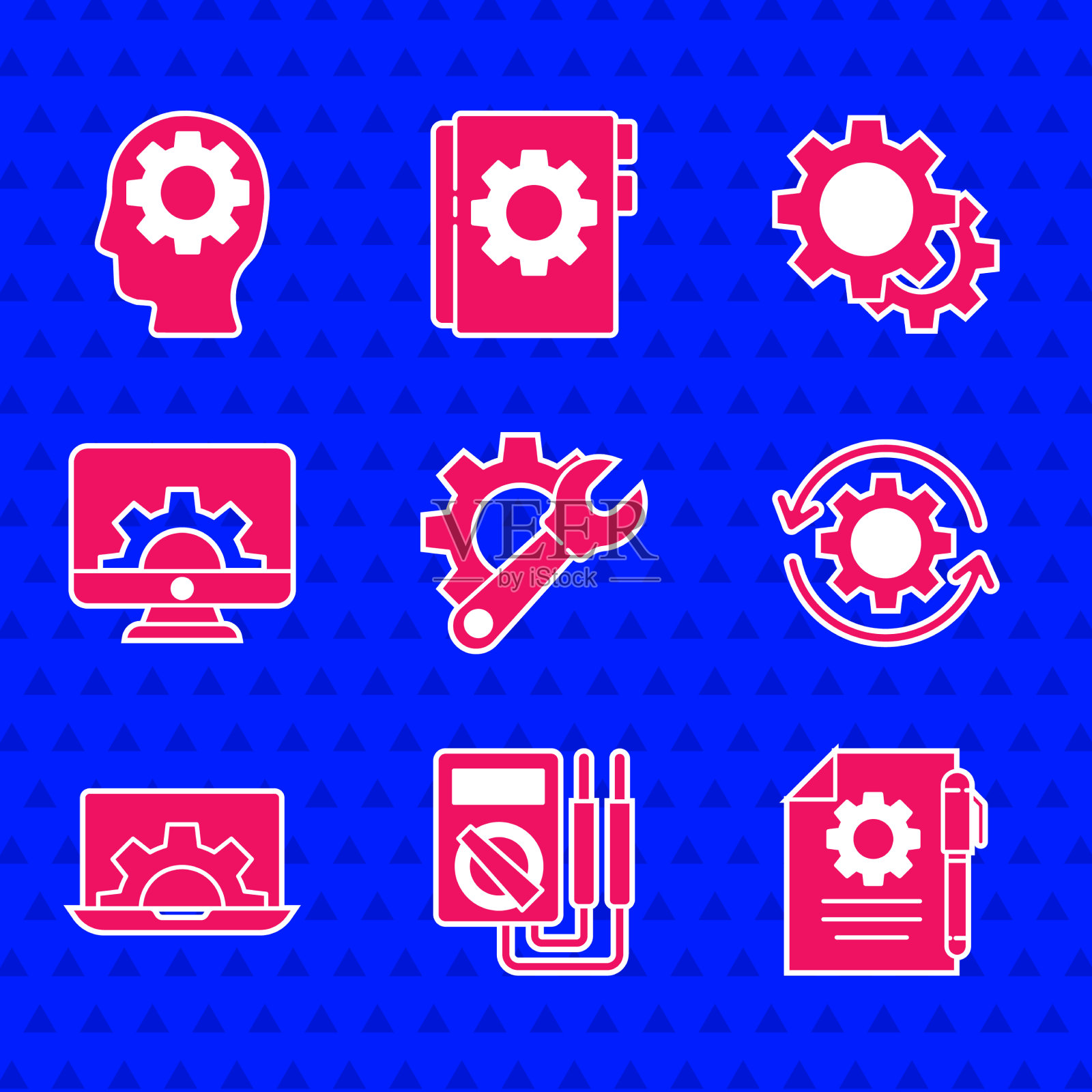 套筒扳手、扳手和齿轮万用表资料插画图片素材