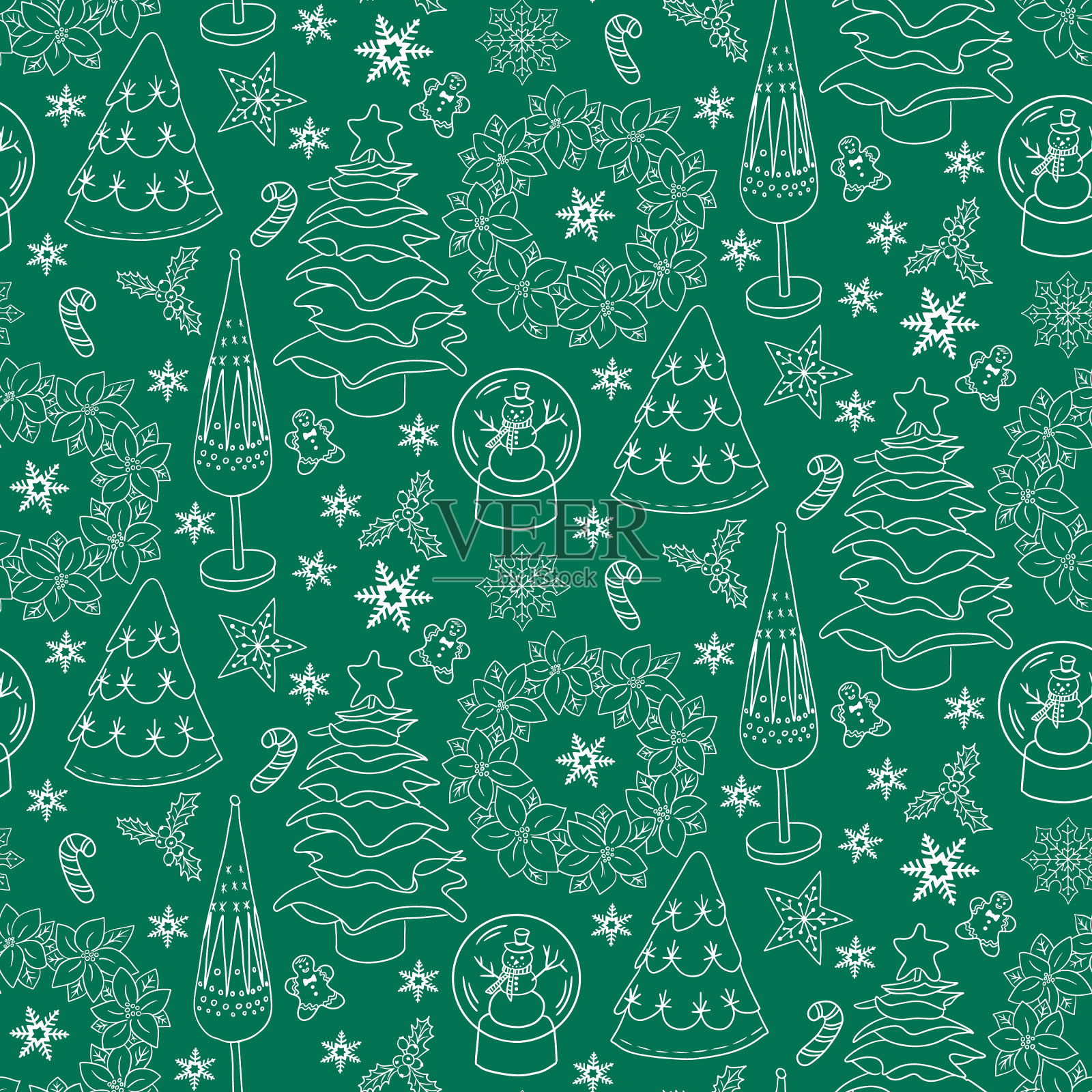 圣诞图案与手工制作的节日元素插画图片素材