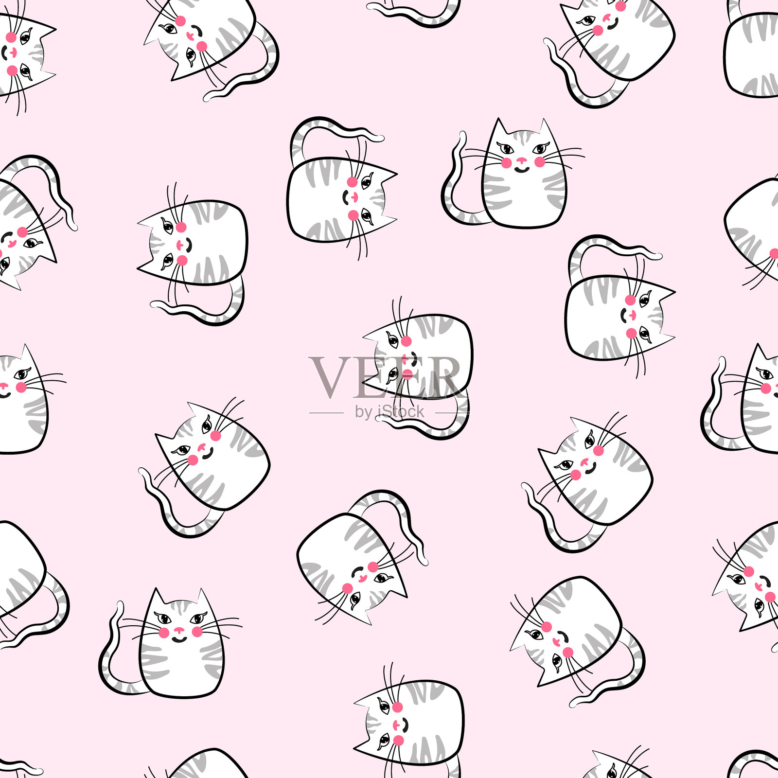 无缝图案猫儿童产品印刷插画图片素材