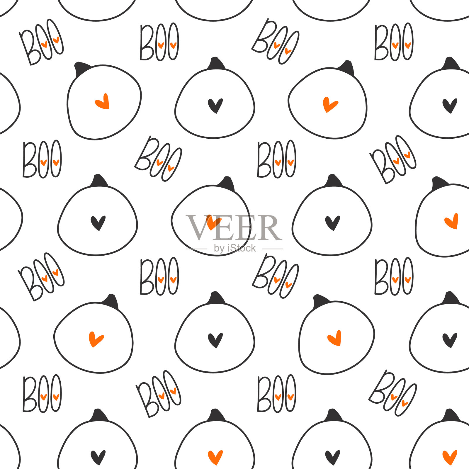 无缝可爱的图案与南瓜剪影插画图片素材