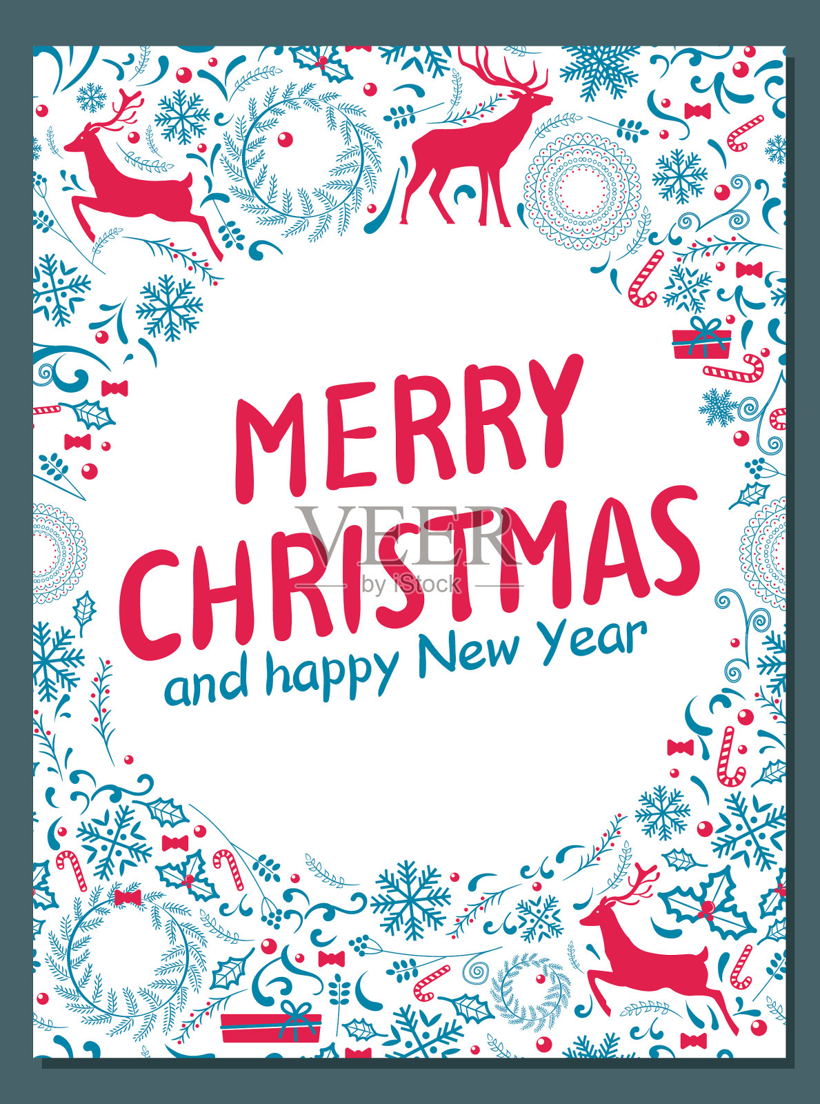 一张节日海报上写着圣诞贺卡插画图片素材