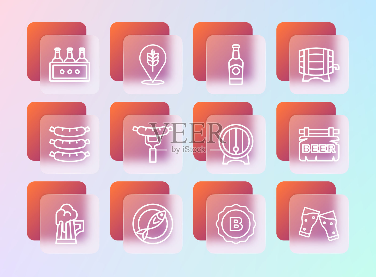 在架子干鱼瓶上设置线木桶插画图片素材