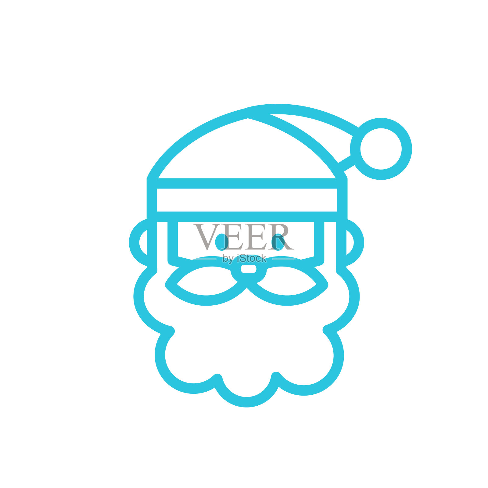 圣诞老人轮廓图标。从蓝色图标集。插画图片素材