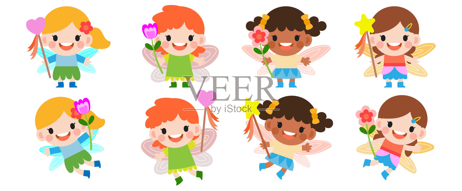 小仙女剪贴画,可爱美丽的小有翅膀的仙女插画图片素材