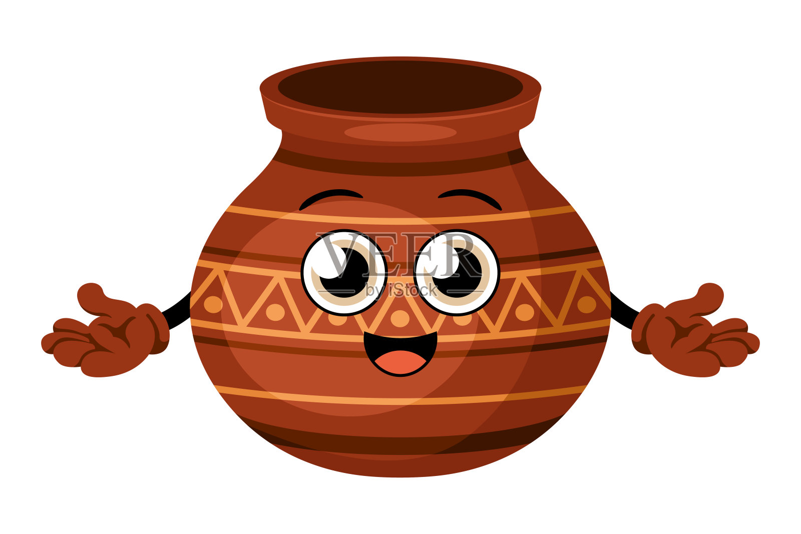 欢快的传统陶罐卡通人物为快乐的Pongal丰收节庆祝活动插画图片素材