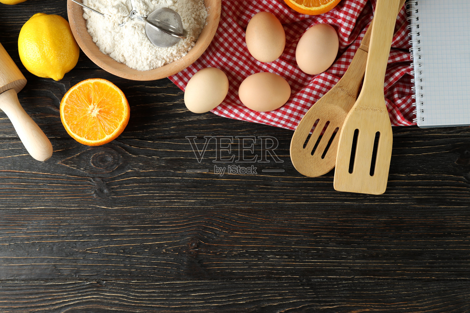 木制背景上的配方概念,文字空间照片摄影图片