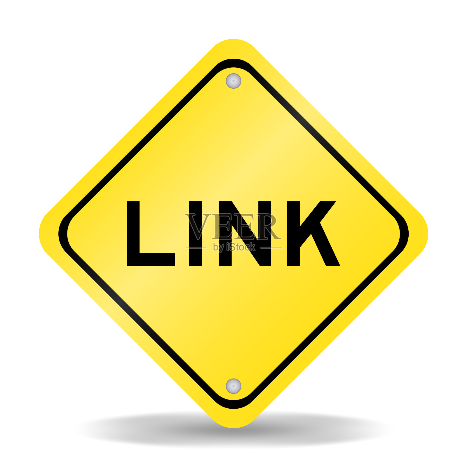 黄色交通标志,白色背景文字链接插画图片素材
