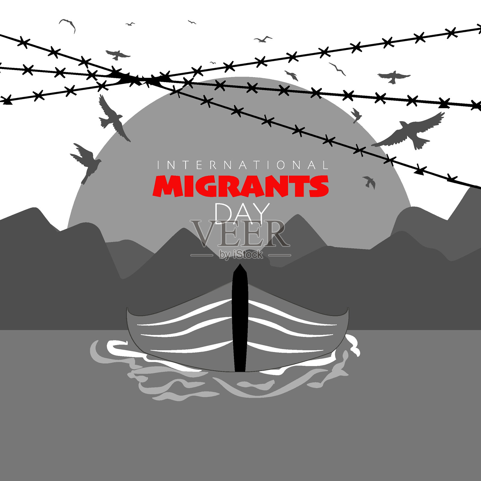 矢量插图的移民概念设计,它可以用于横幅,海报,网页,数字等。由于战争、气候变化和全球政治问题,移民问题愈演愈烈。插画图片素材