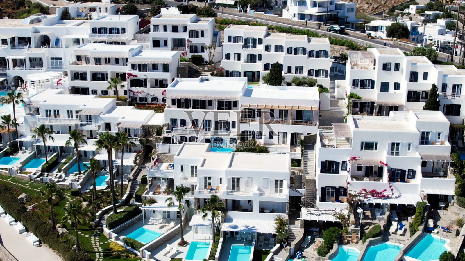 米科诺斯岛的壮丽海岸照片摄影图片