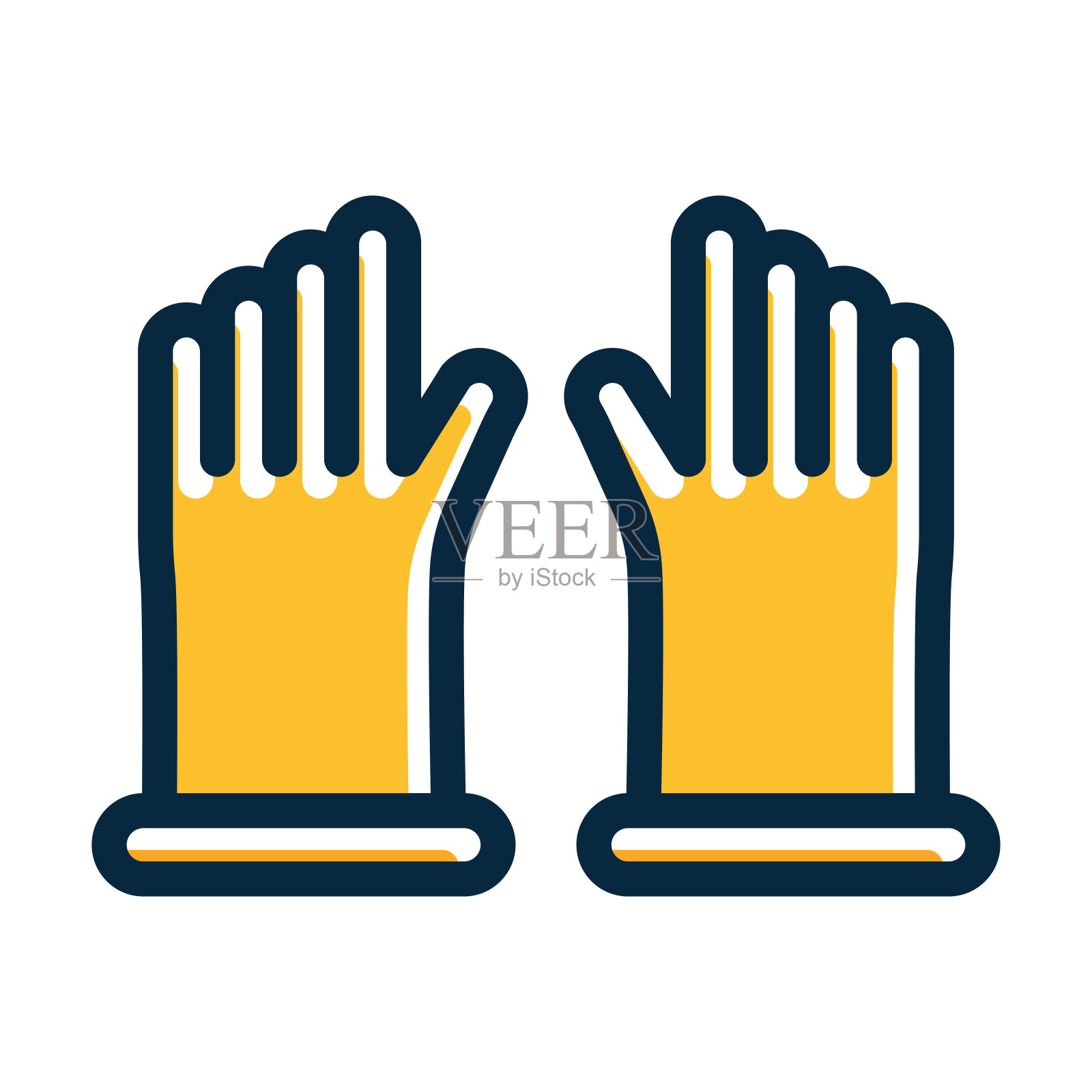 清洁手套矢量粗线填充深色图标为个人和商业用途。插画图片素材