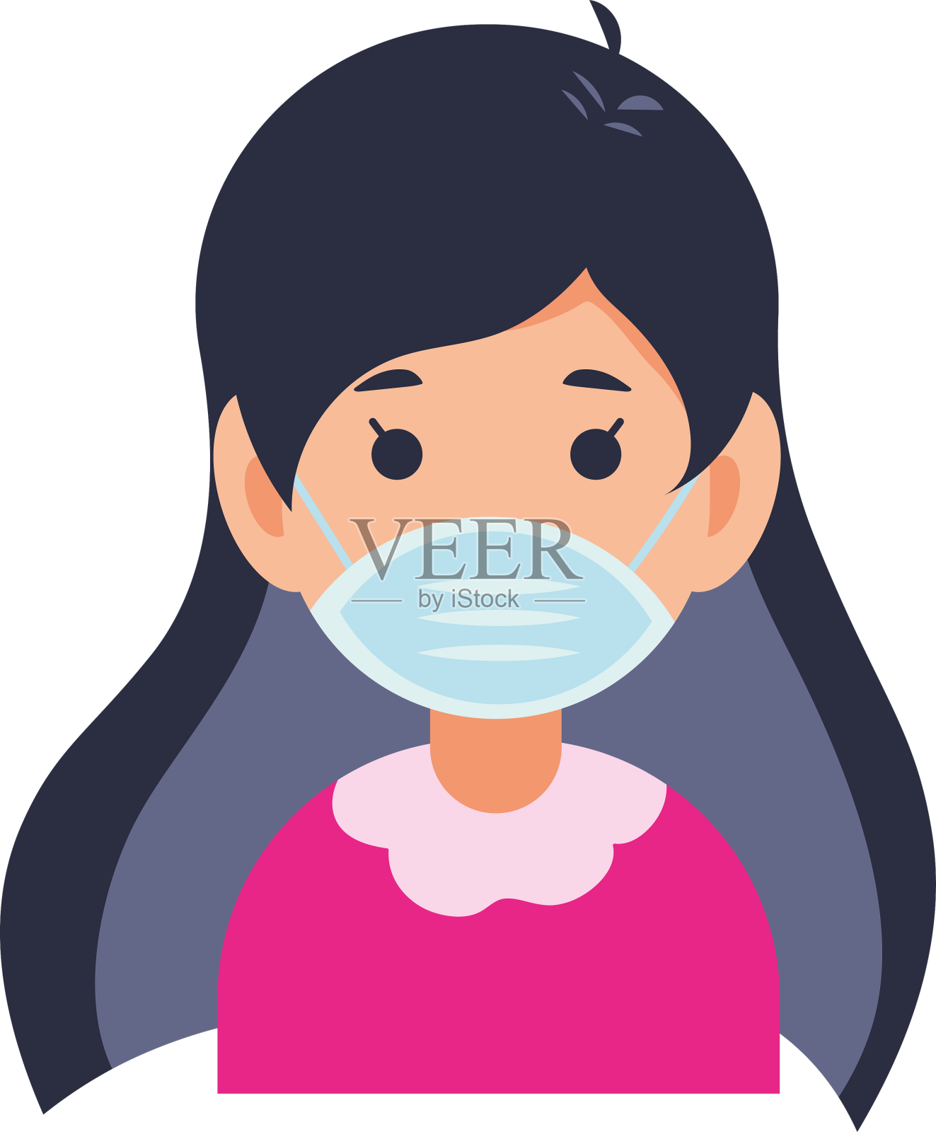 戴医用口罩的女孩设计元素图片