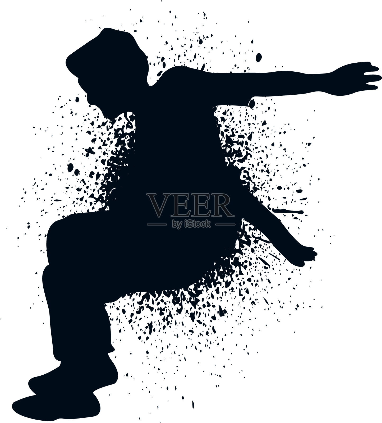 男子跳跃飞溅油漆剪影设计元素图片