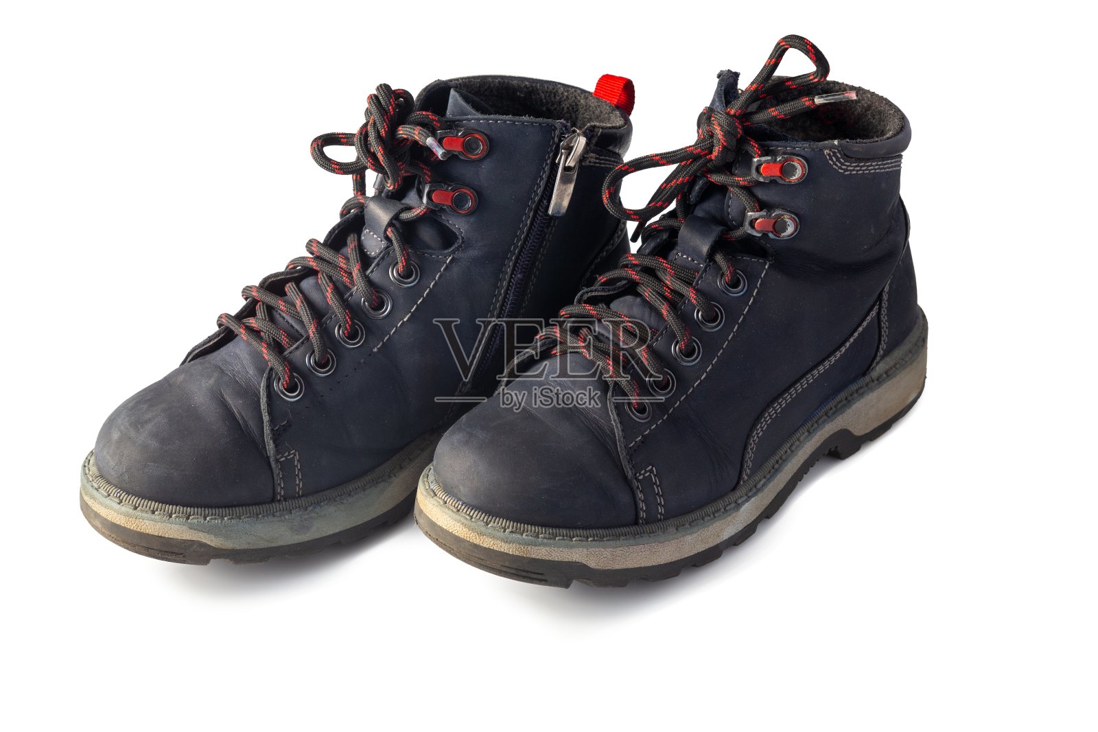 深蓝色真皮时尚童鞋照片摄影图片