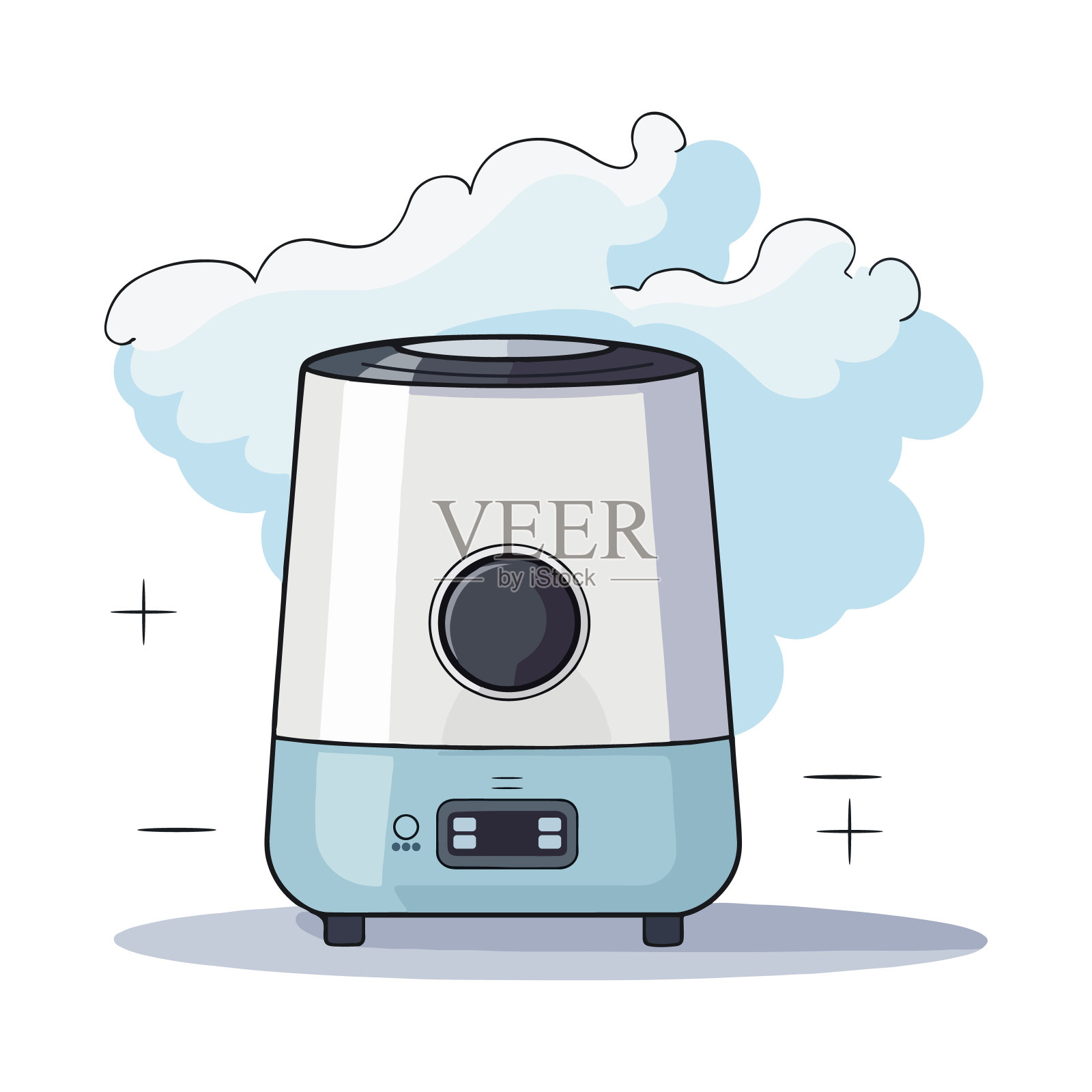 卡通加湿器适用于房间,家庭,公寓,办公室。设备,家用,空气净化器,汽化器。矢量插图的任何设计。插画图片素材