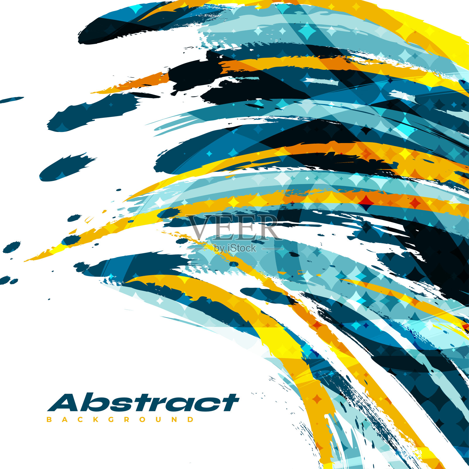 抽象和彩色刷背景与半色调效果。用于横幅、海报或运动背景的笔触插图。划痕和纹理元素的设计插画图片素材