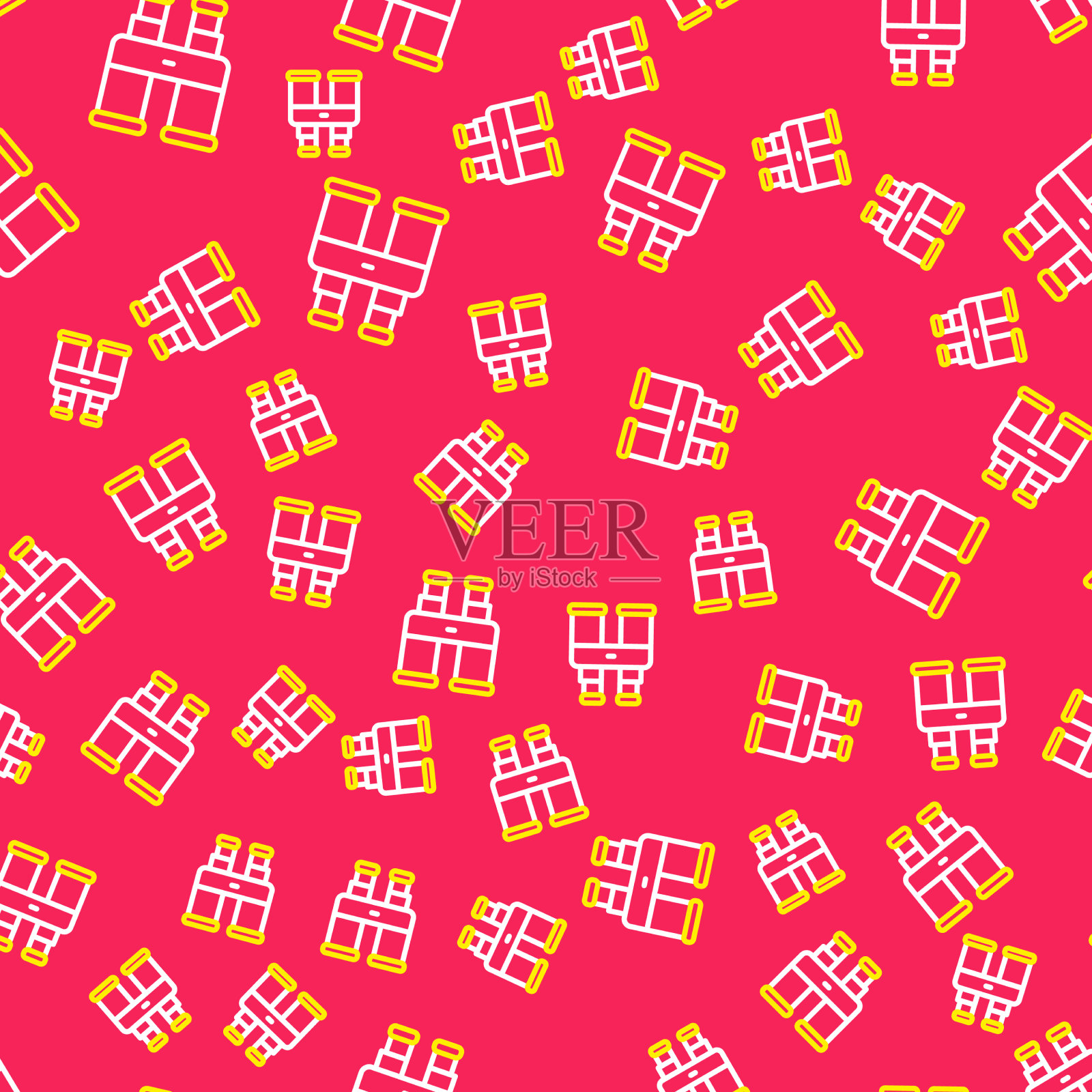 线双筒望远镜图标隔离无缝图案上插画图片素材