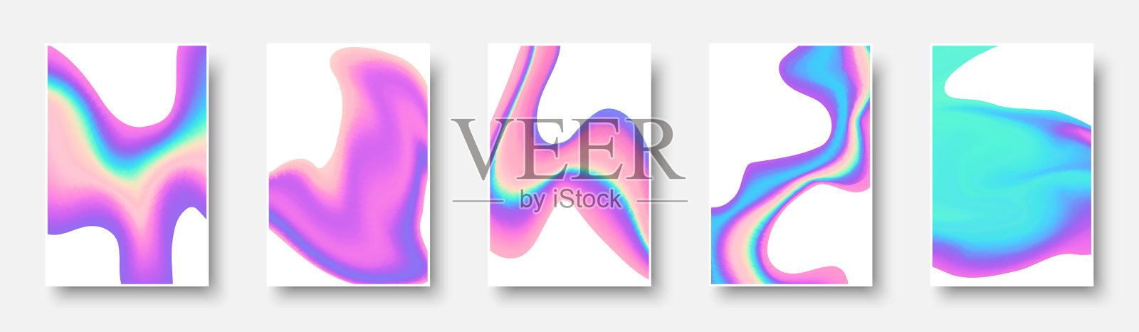 一套彩色全息纸卡抽象插画图片素材