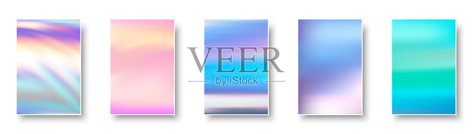 一套彩色全息纸卡抽象插画图片素材