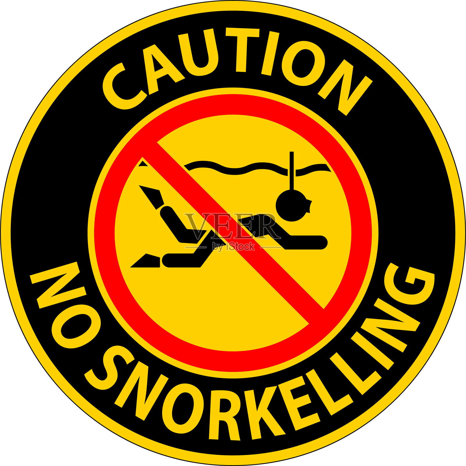水上安全标志注意,禁止浮潜插画图片素材