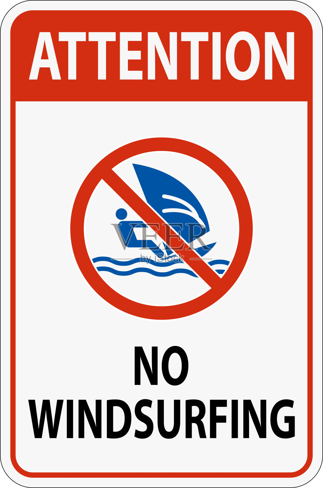 水上安全标志注意,禁止滑浪插画图片素材
