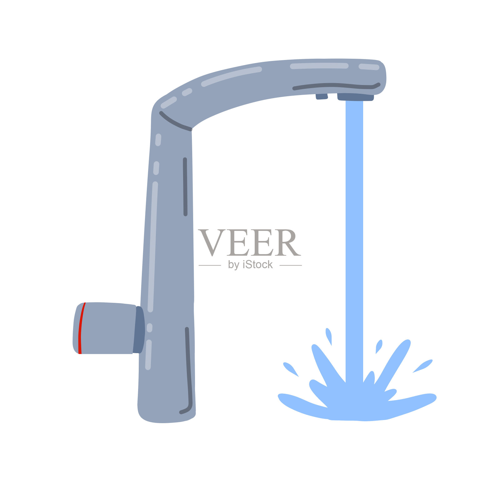 带流水喷头的水龙头。插画图片素材