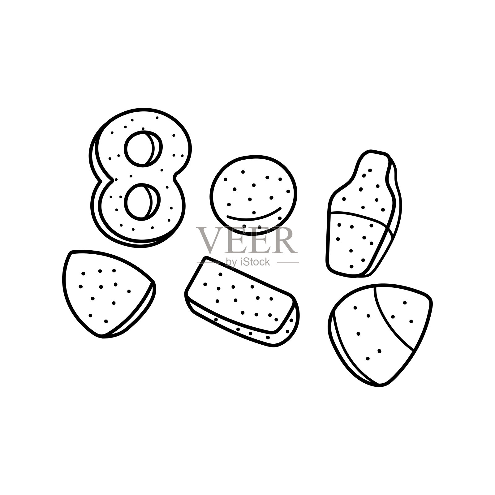 手绘儿童绘制卡通矢量插图酸糖孤立在白色背景插画图片素材