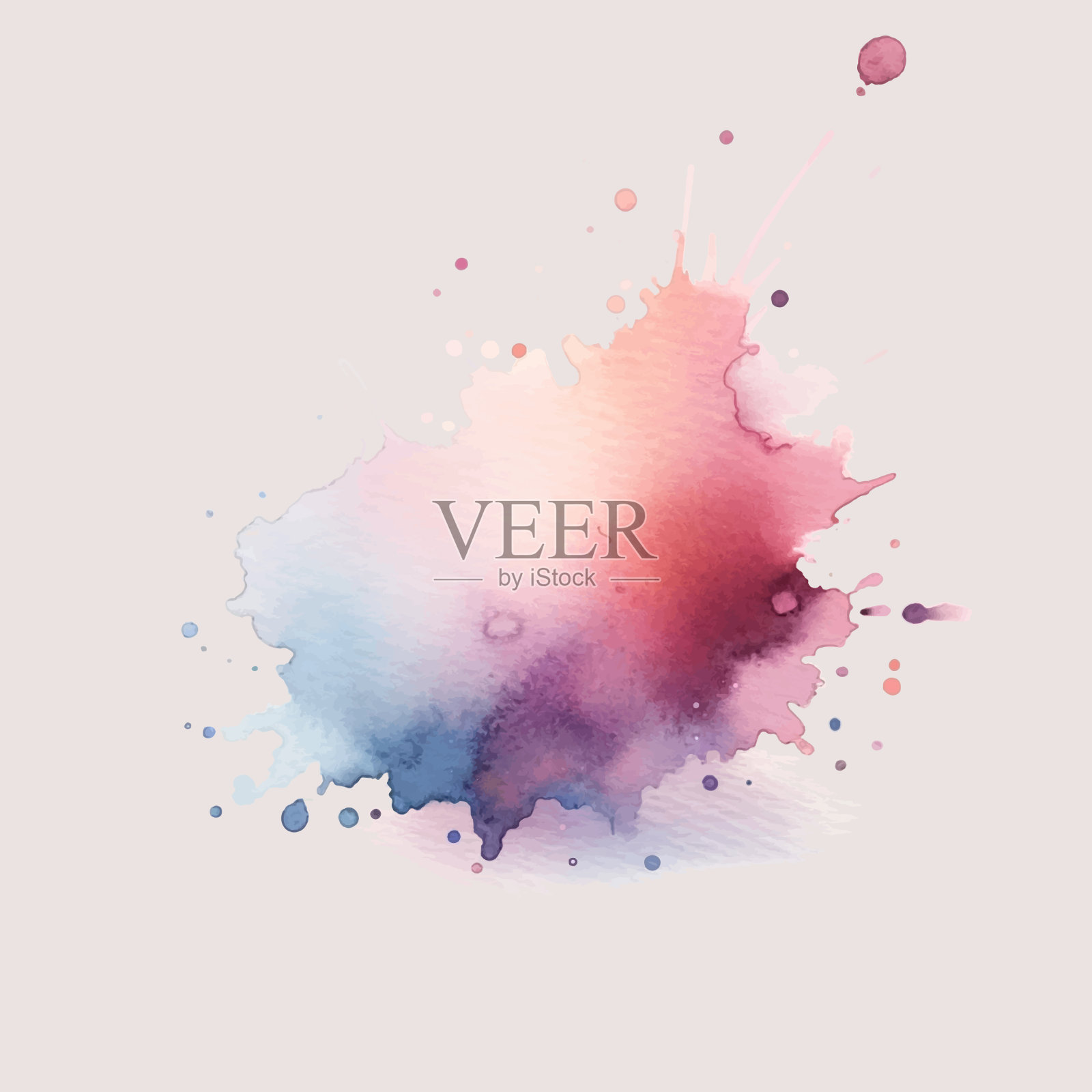 手绘蓝色和粉红色水彩飞溅插画图片素材