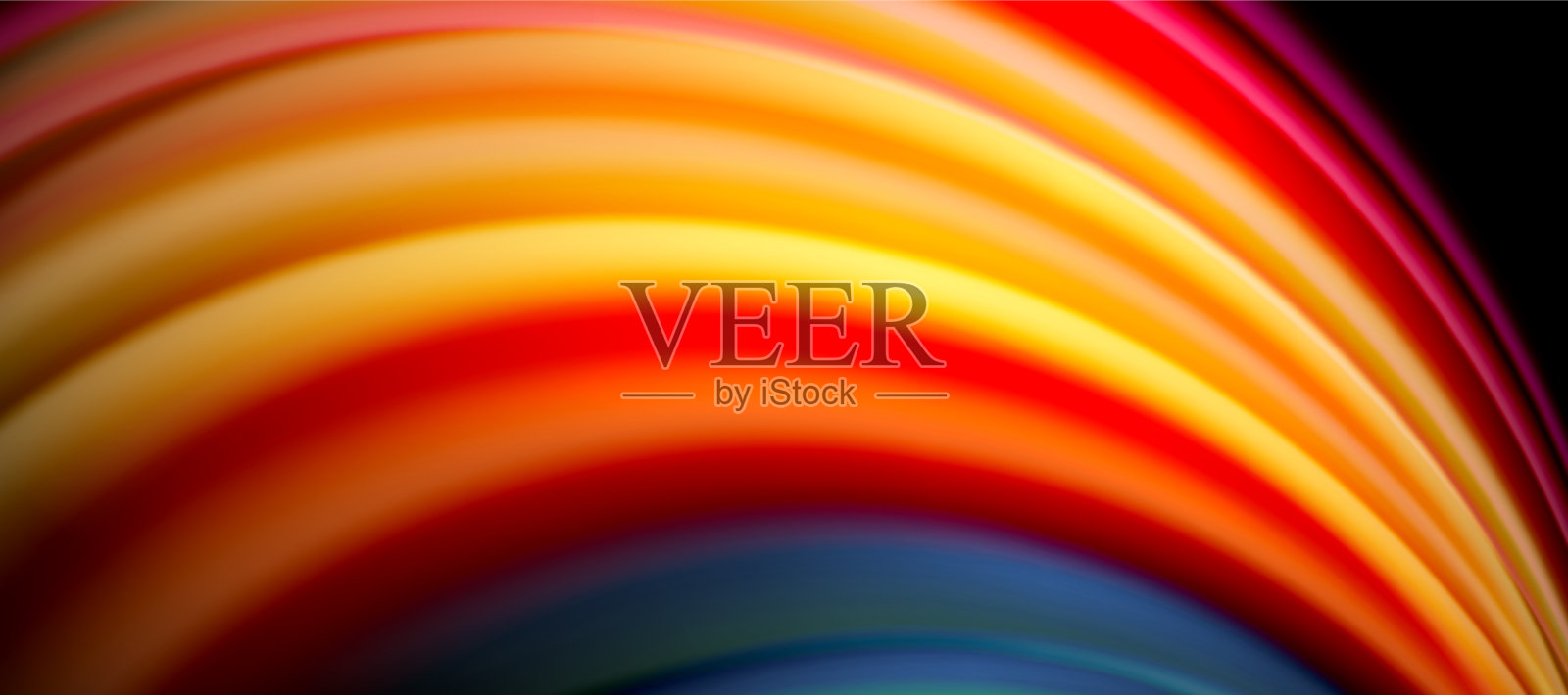 彩虹色波浪线上的黑色科技或插画图片素材