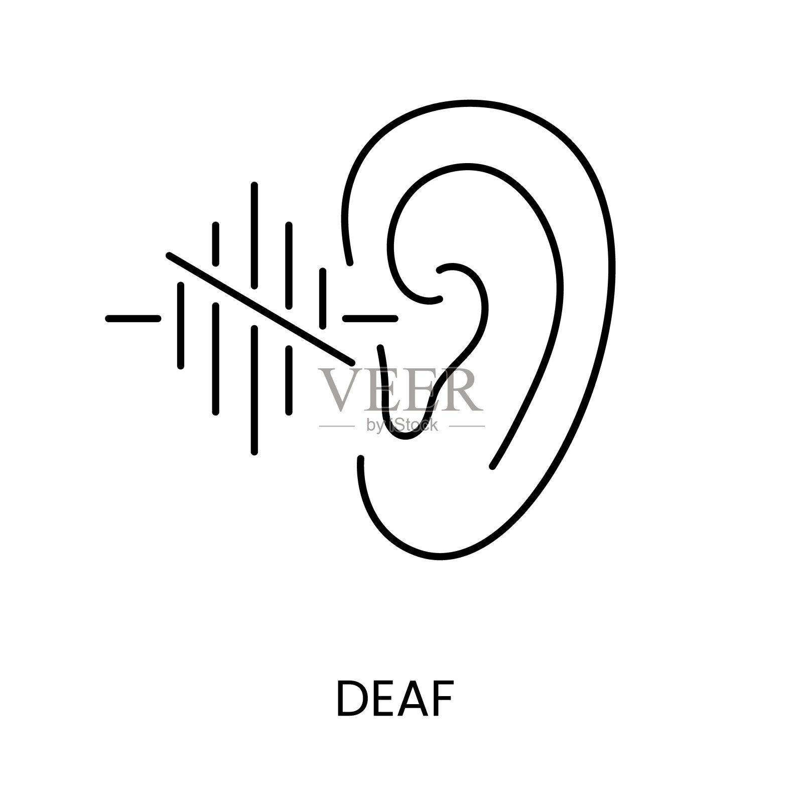 残疾人,听力问题线图标矢量插画图片素材