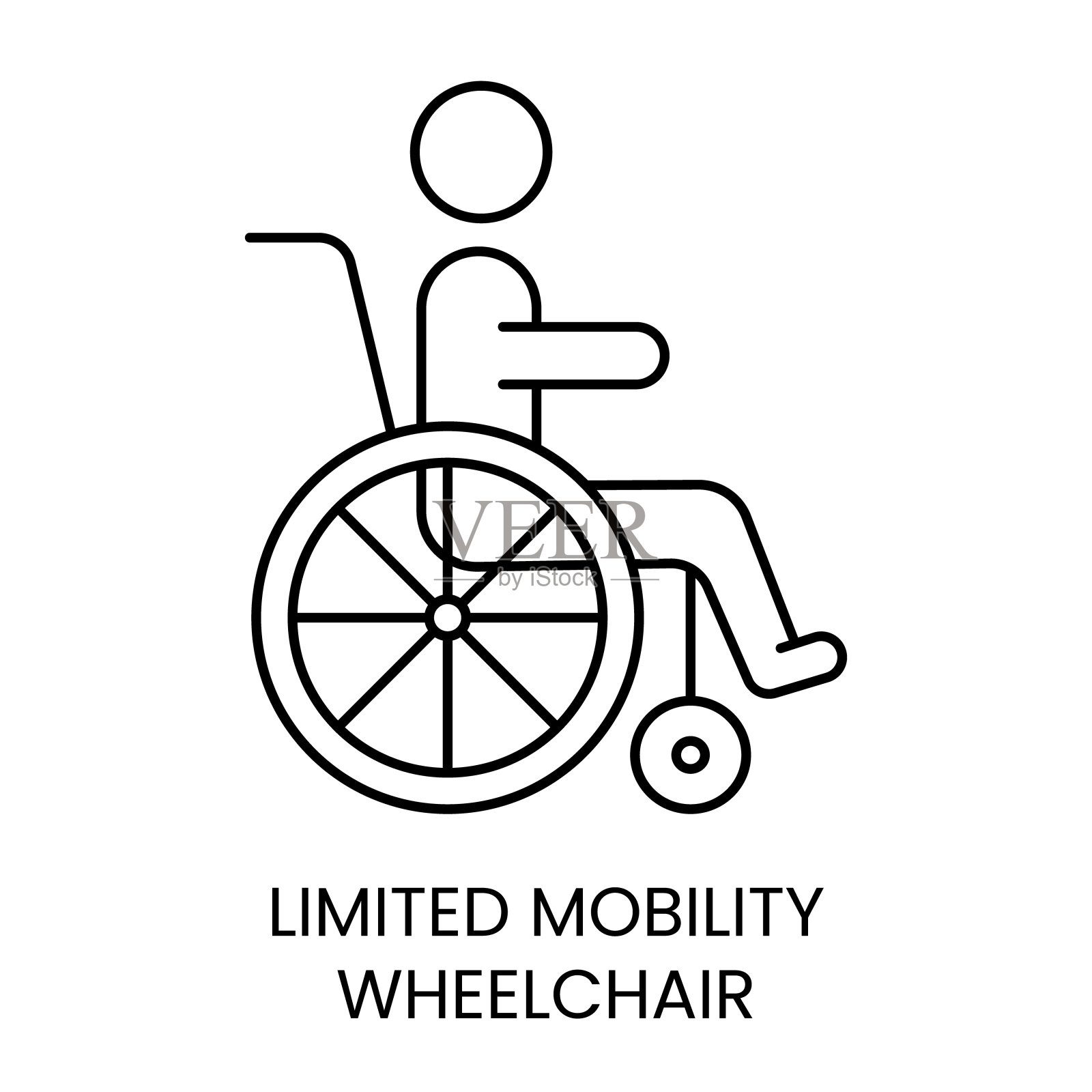 残疾人,轮椅线图标矢量插画图片素材