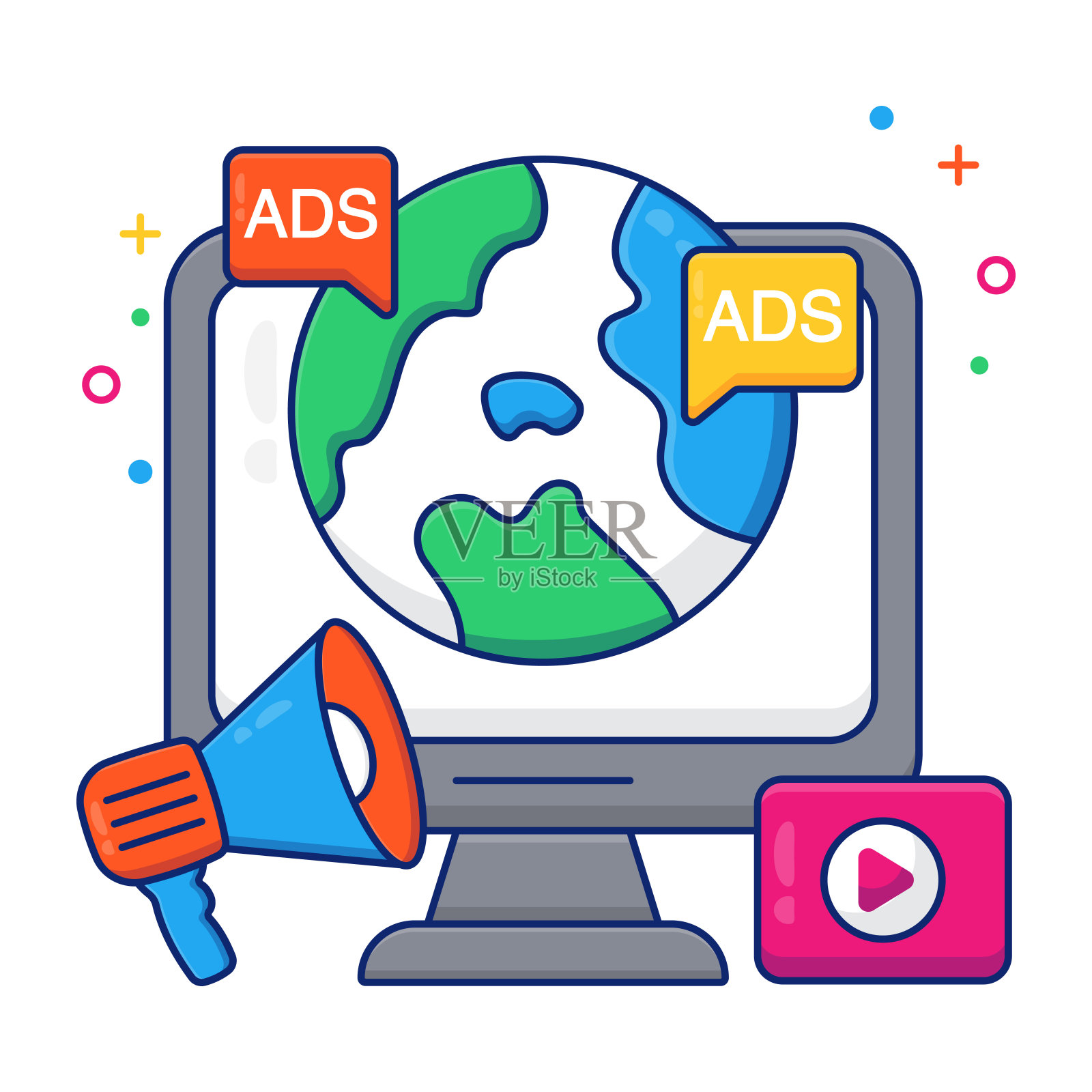 一个完美的设计向量的在线营销插画图片素材