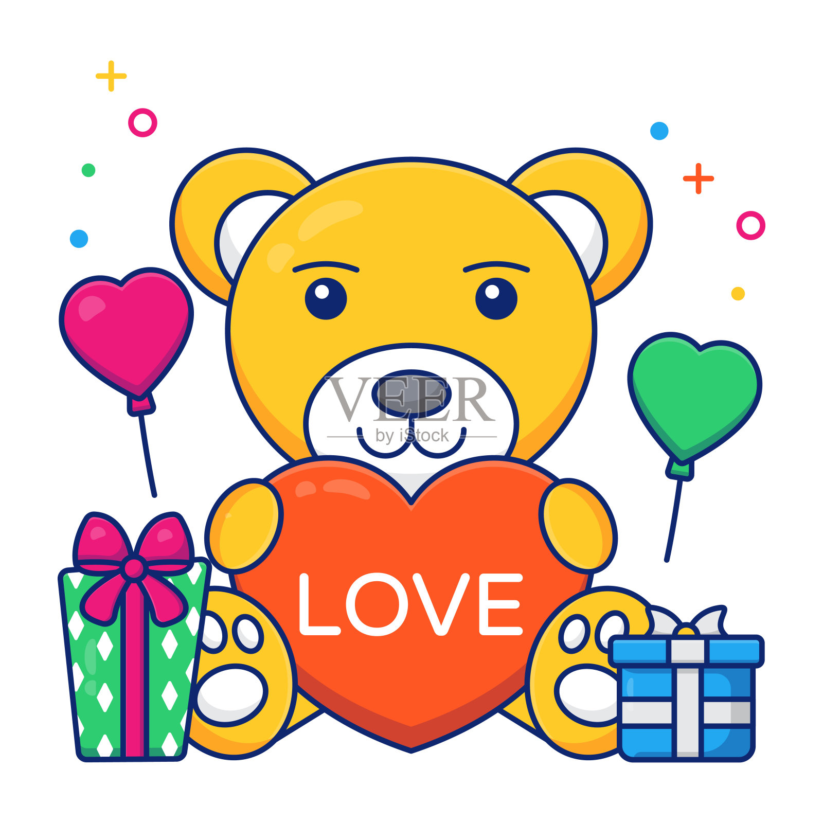 现代设计图标的泰迪熊插画图片素材