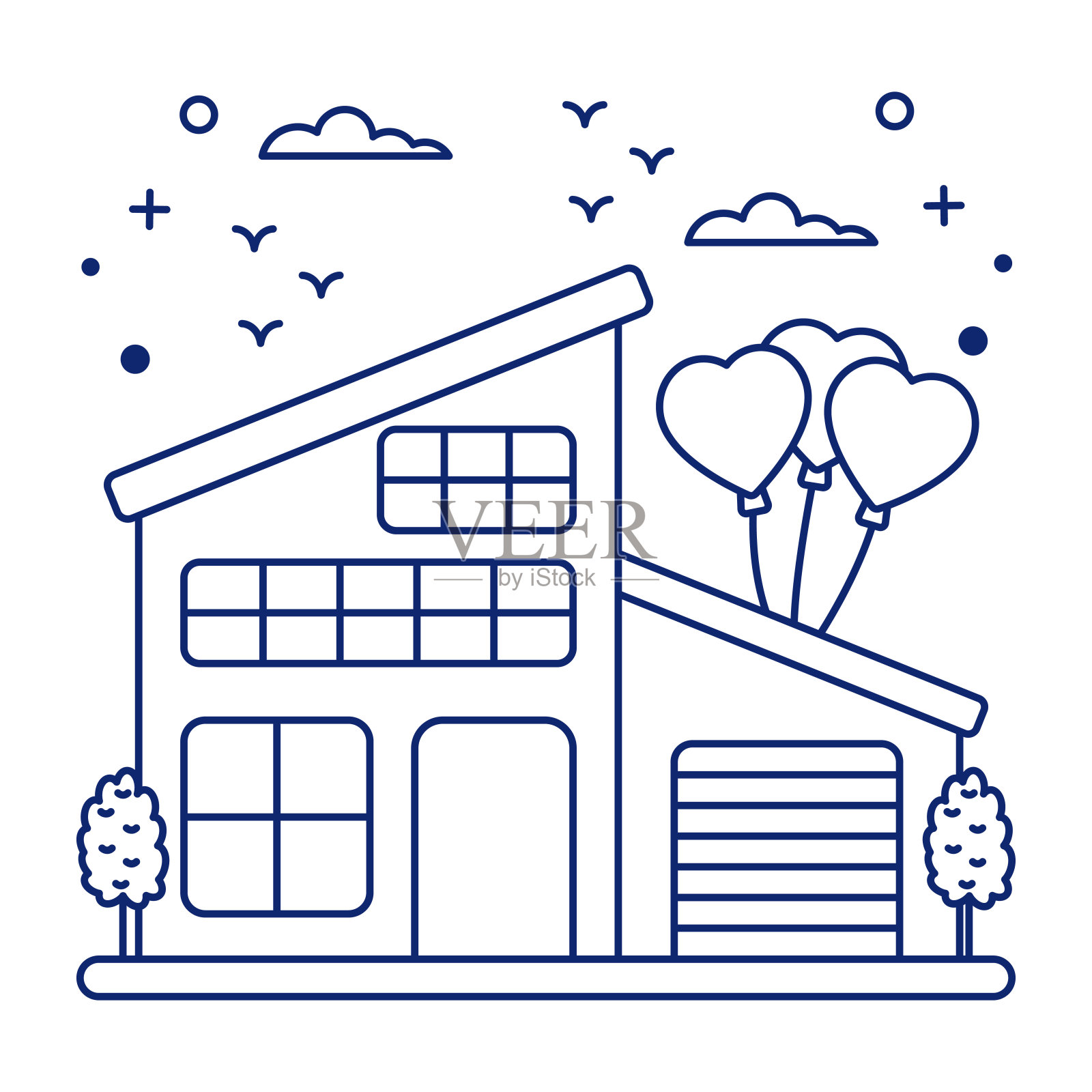 高级下载图标的爱情建设插画图片素材