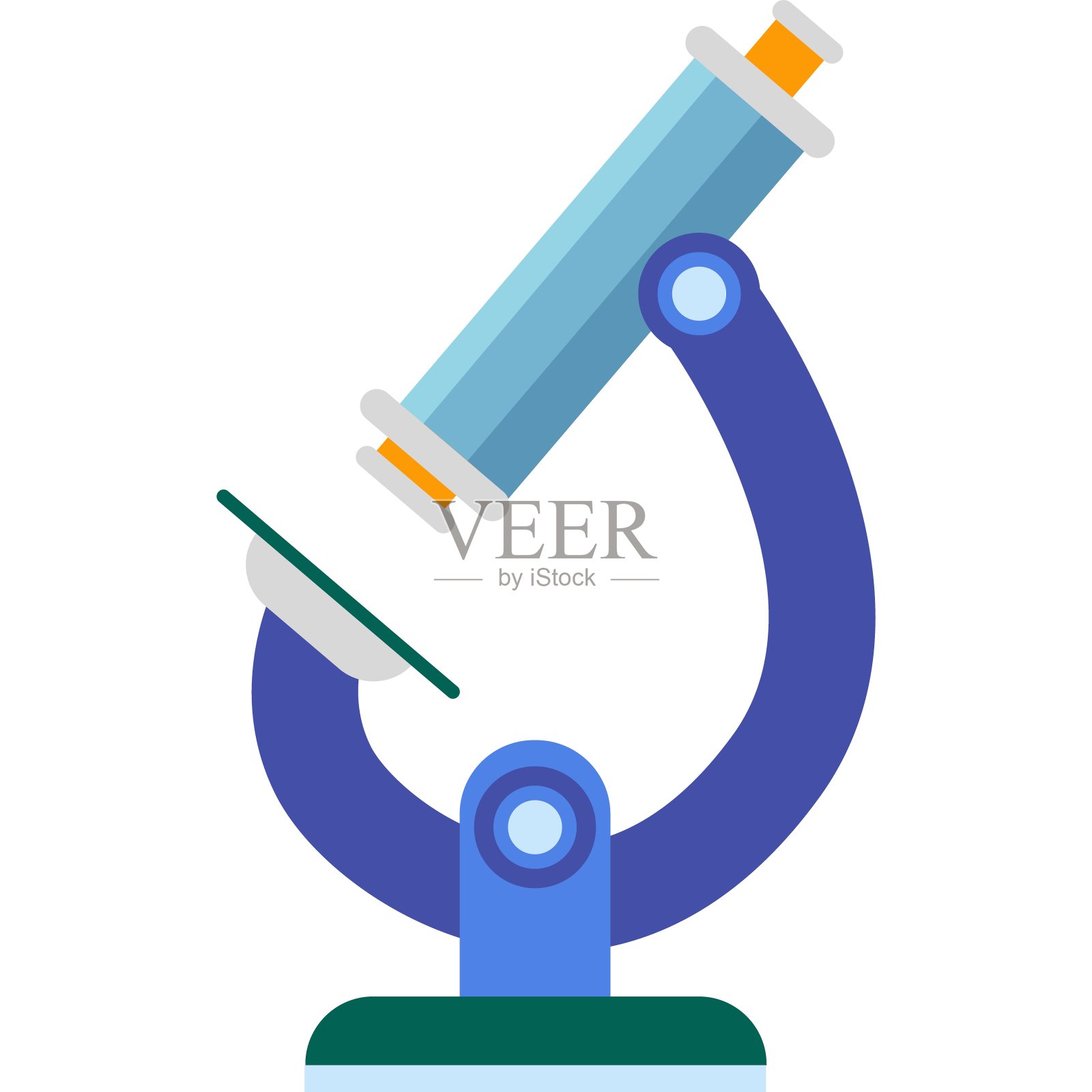 显微镜与针和矢量图标的特写视图插画图片素材