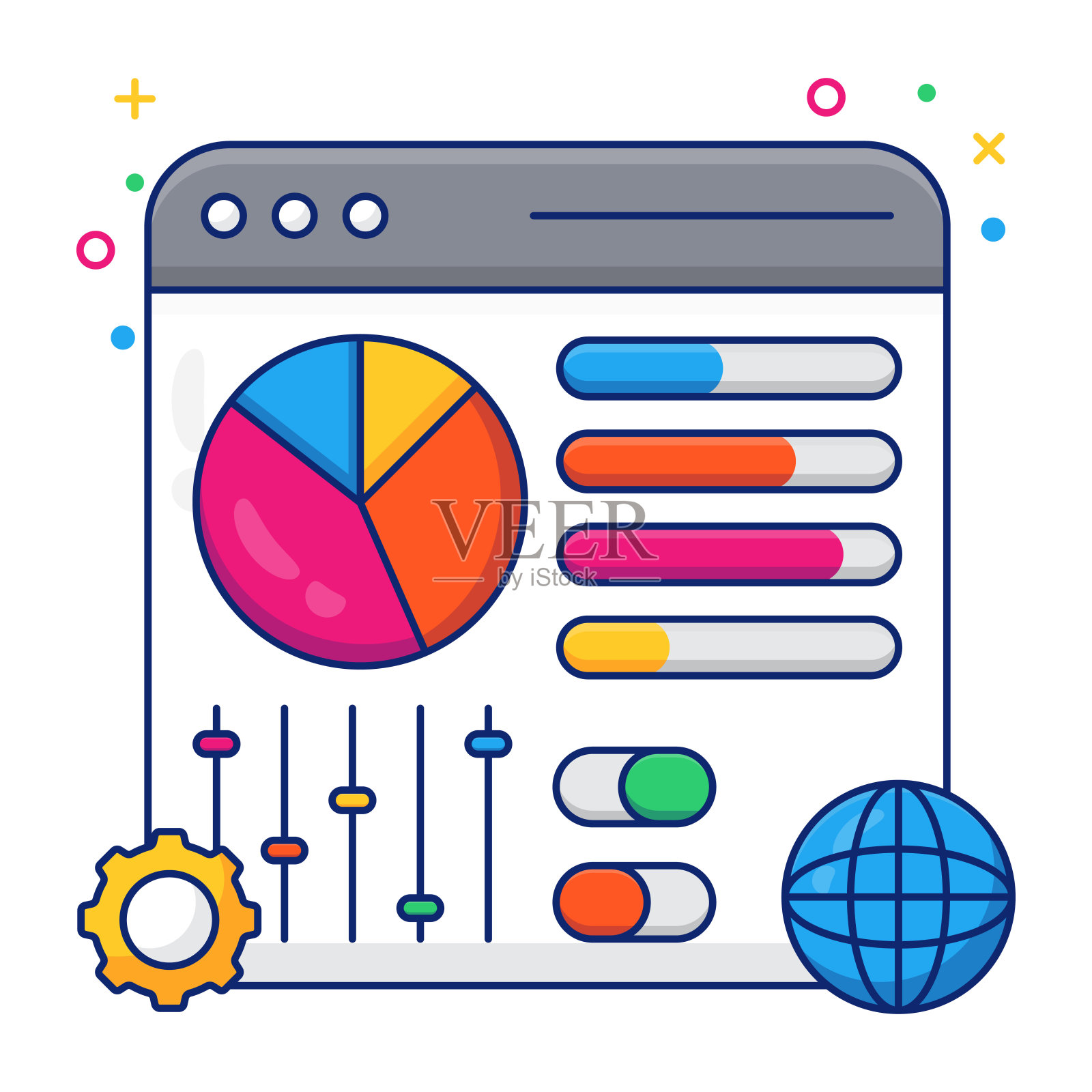 在线数据图表的高级下载图标插画图片素材