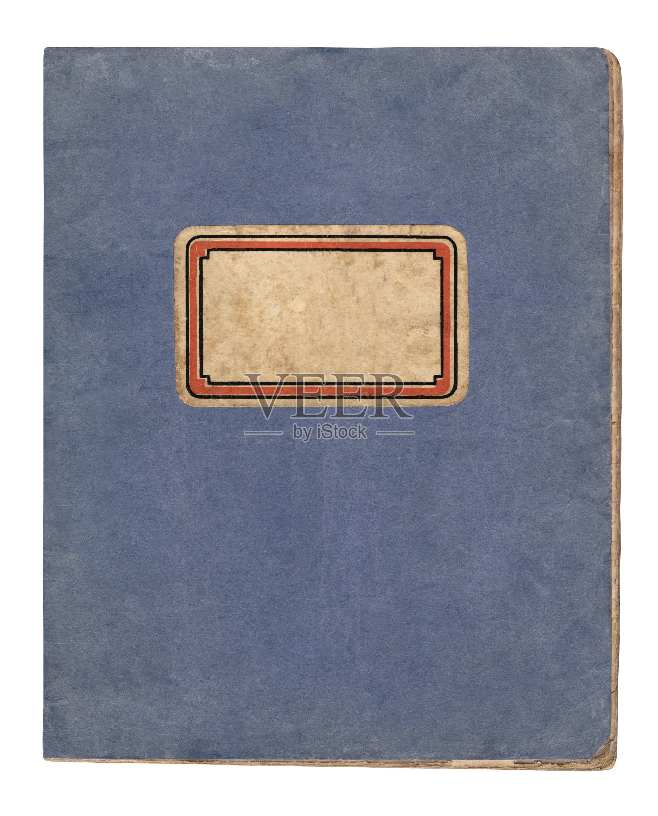 20世纪初印刷的老式课本,名字标签空白。孤立在白色背景上。照片摄影图片