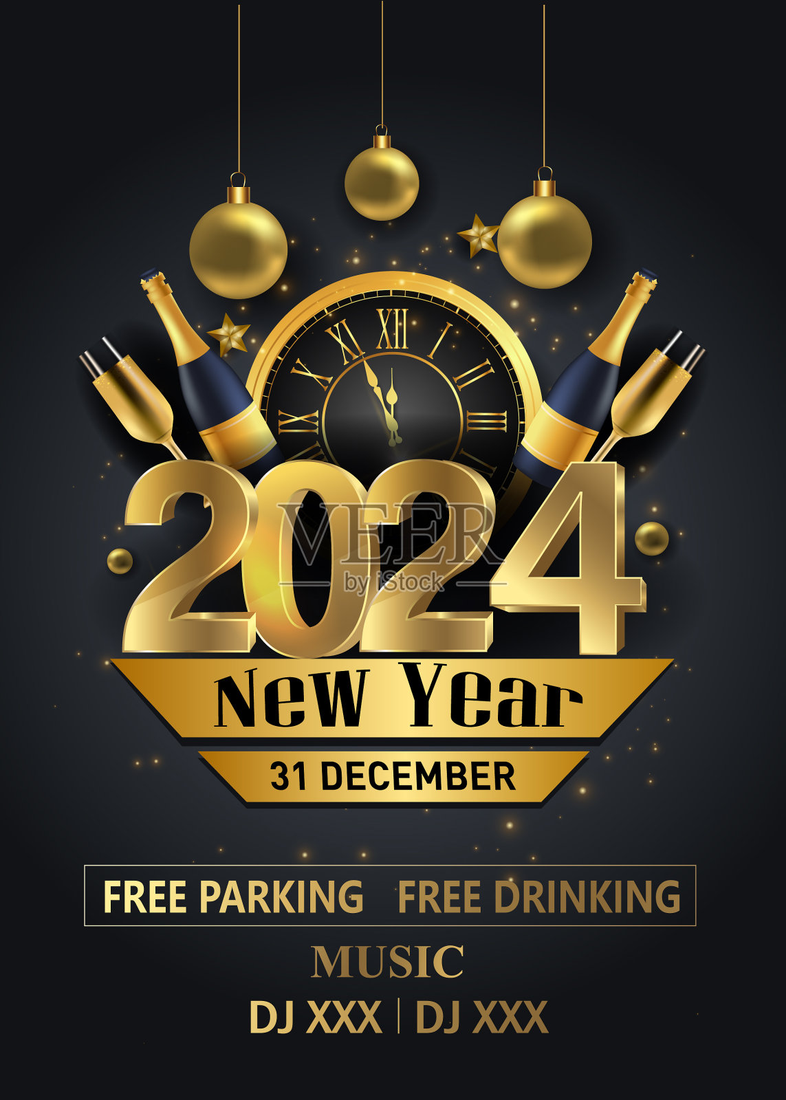 2024年新年快乐的背景为您的传单插画图片素材